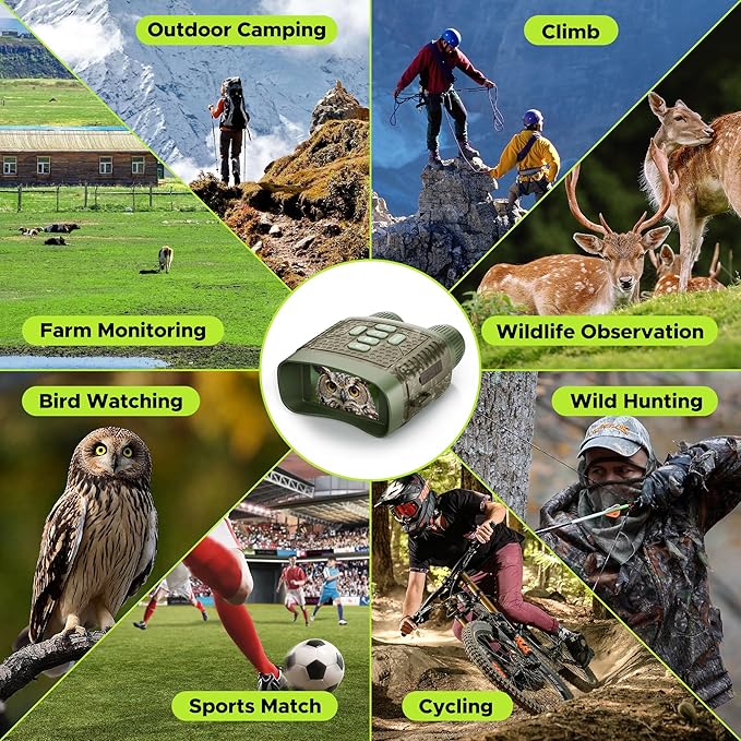Night Vision Goggles, 4K Night Vision Binoculars, 3'' HD Screen & 10X Digital Zoom, 5000mAh Battery and 32GB TF Card, 1500FT Viewing Range for Camping & Security