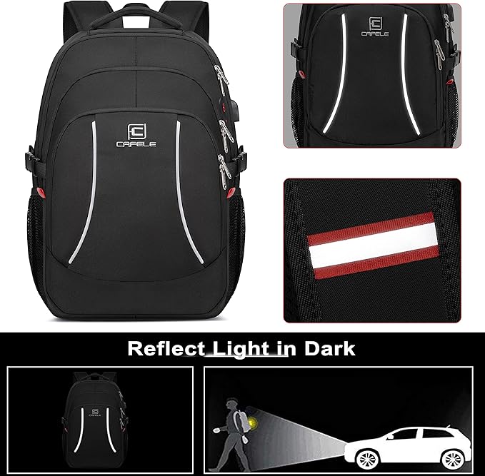 17.3 inch Laptop Backpack,School Bookbag Computer Rucksack with USB Charging Port,Water Resistant Sturdy Bagpack for Business College School Travel,Men Women Casual Daypack,Black
