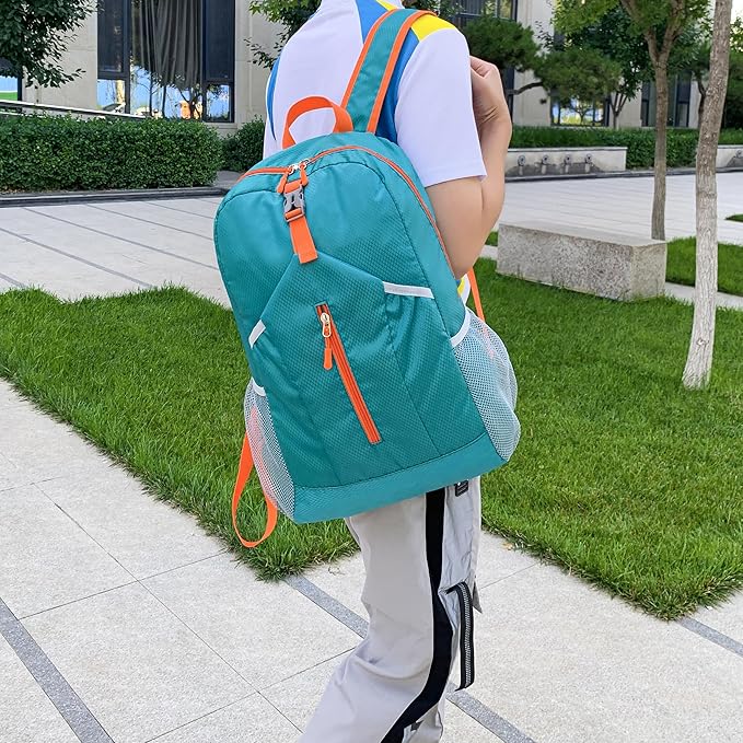 25L Hiking Backpack Foldable Sports Daypack Camping Collapsible Bag Water Repellent Lightweight Travel Men Women(Lake Blue)
