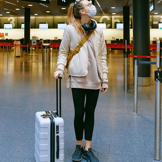 Gold Ink Hexagon Texture Luggage Tags 2PCS PU Leather Suitcases Tag with Stainless Steel Loop and Privacy Name Address Cover Label Card for Women Men Travel