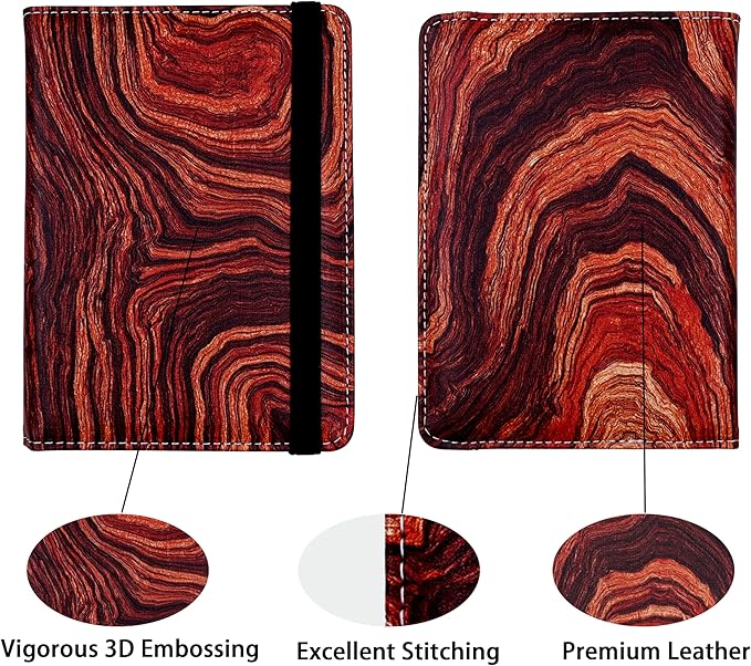 Passport Holder for Women and Men PU Leather Passport Cover for Travel (Wood Print)