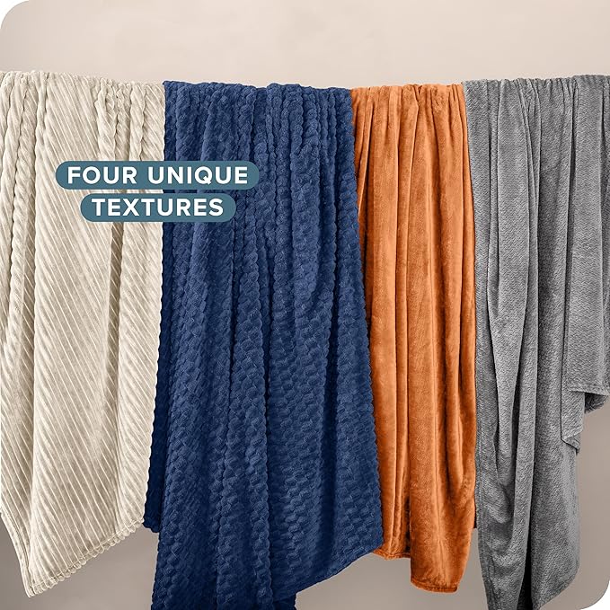 Bare Home Textured Fleece Blanket - King Size - Ultra-Soft Lightweight for Bed, Sofa, and Couch - Luxury Microplush - Cozy Warm Blanket (King, Chevron Grey)