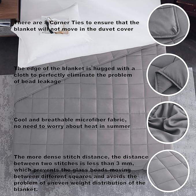 L'AGRATY Weighted Blanket - 80"x87" 25lbs Cooling Breathable Heavy Blanket Microfiber Material with Glass Beads for Adult All-Season Summer Fall Winter Soft Thick Comfort
