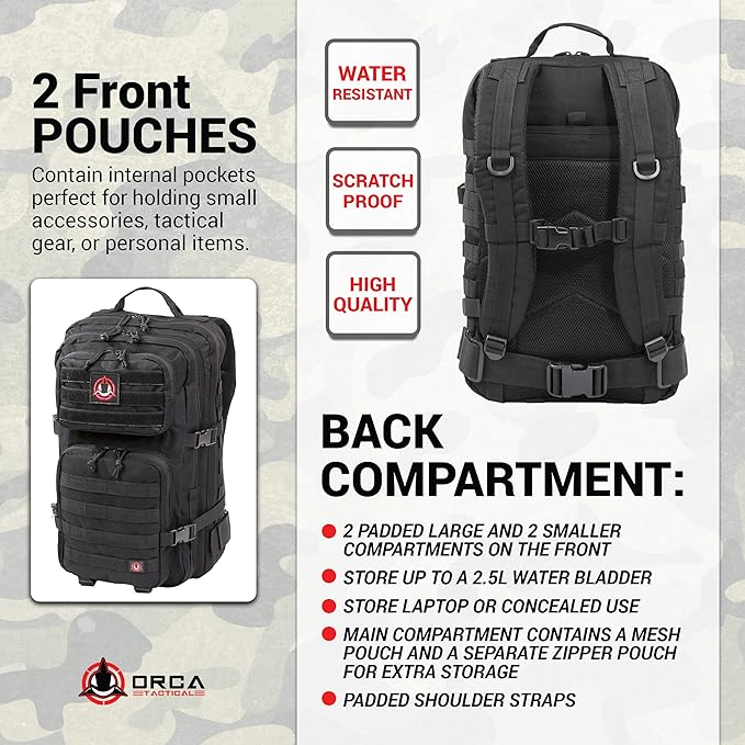 Backpack 40L Large Military 1 to 3 Day Molle Assault Pack Rucksack Army Bag