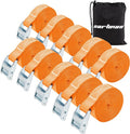Cartman 1" x 12'Lashing Straps Cargo Tie-Down Strap Up to 600lbs, 10pk in Carry Bag, Orange