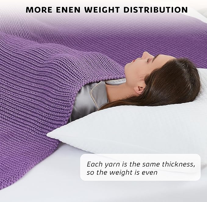 L'AGRATY Knitted Weighted Blanket - 60"x80" 15lbs Cooling Chunky Knit Heavy Blanket for Adults Braided Crochet Throw Thick Cable Yarn Knit Decorative No Beads Evenly Weighted Machine Washable
