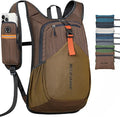 15L Small Hiking Backpack for Men Women Foldable Packable Back Pack Ultralight Hiking Daypack for Travel Camping Outdoor, Chocolate Brown