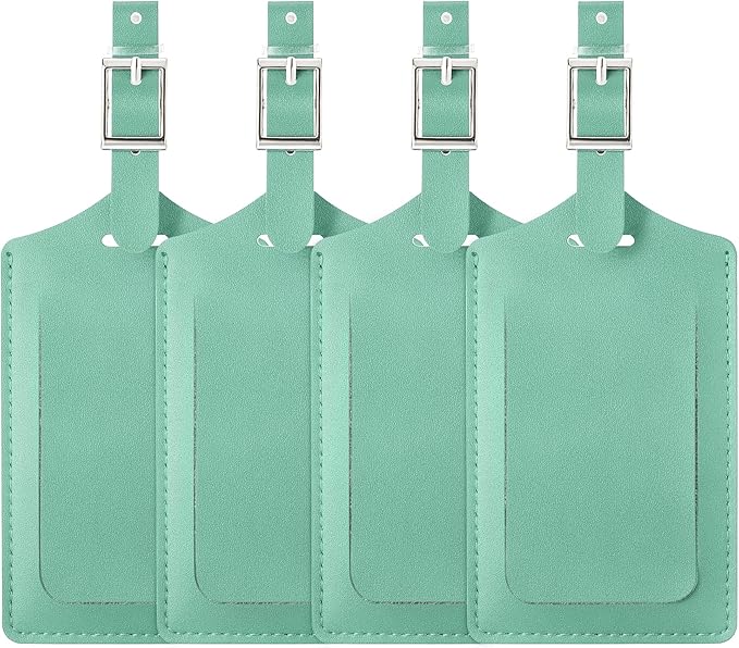 Travelambo Luggage Tags for Suitcases PU Leather Travel Tags Bag Tags Privacy Protection Travel Essentials