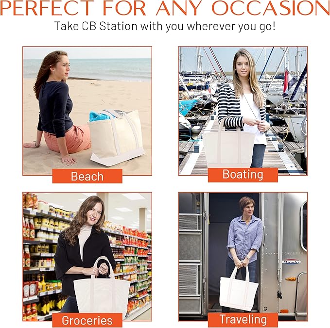 CB STATION Medium Classic Canvas Tote Bag for Women, Top Zipper Closure, Outer Pocket, Daily Essentials, Groceries, Traveling