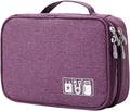 Lanola Travel Cable Organizer Bag, Electronic Accessories Case Portable Double Layer Cable Storage Bag for Cord,phone,Charger, Flash Drive, Phone, SD Card,Personal Items - (Purple)