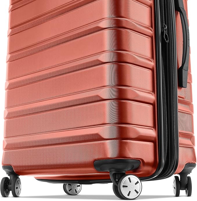 Samsonite Omni 2-24" Medium Checked Hardside Luggage with 360° Spinner Wheels - Scratch Resistant Hardshell - TSA Lock, Airline-Approved - Expandable Lightweight Polycarbonate Shell, Brick Orange