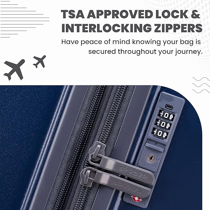 Spyder Carve 25 Inch Medium Expandable Hardside Upright Suitcase, with 360° Spinner Wheels, TSA Approved Lock, Navy