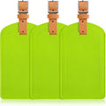 3 Pack Luggage Tags for Suitcases, TSA Approved Bag Tags, Baggage Tags with Privacy Protection, Travel Essentials Luggage Accessories, Neon Green & Brown