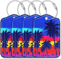 Luggage Tags for Suitcases-Leather Luggage Tag 4 Pack with Loops Cute Bag/Backpack/Suitcase Tags Bulk Travel Essentials for Flying