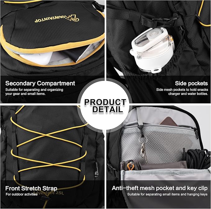 MOUNTAINTOP Hiking Backpack,25L Camping Backpack, Men Women Hiking Daypack Lightweight Travel Backpack for Camping Climbing Skiing Cycling