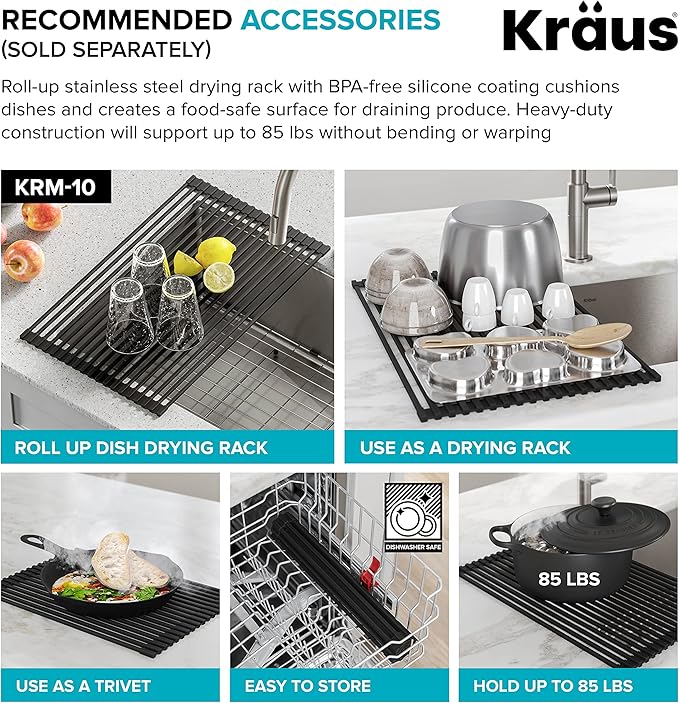 KRAUS Dex 32-inch Undermount 16 Gauge Stainless Steel Single Bowl Kitchen Sink, KA1US32B