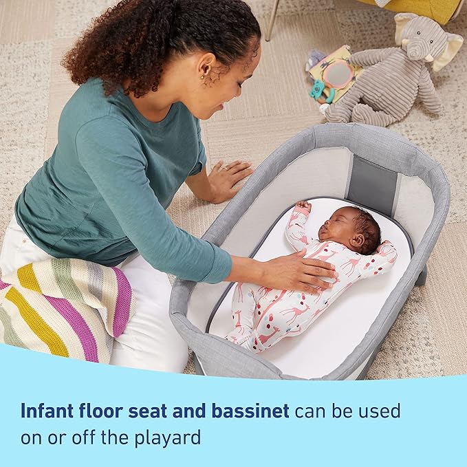 Graco Pack ’n Play Sit ’N Grow Playard, Portable Infant Bassinet, Adjustable Seat, Built‑In Storage