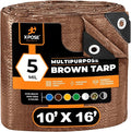 Multipurpose Protective Cover Brown Poly Tarp 10' x 16' - Durable, Water Resistant, Weather Resistant - 5 Mil Thick Polyethylene - by Xpose Safety