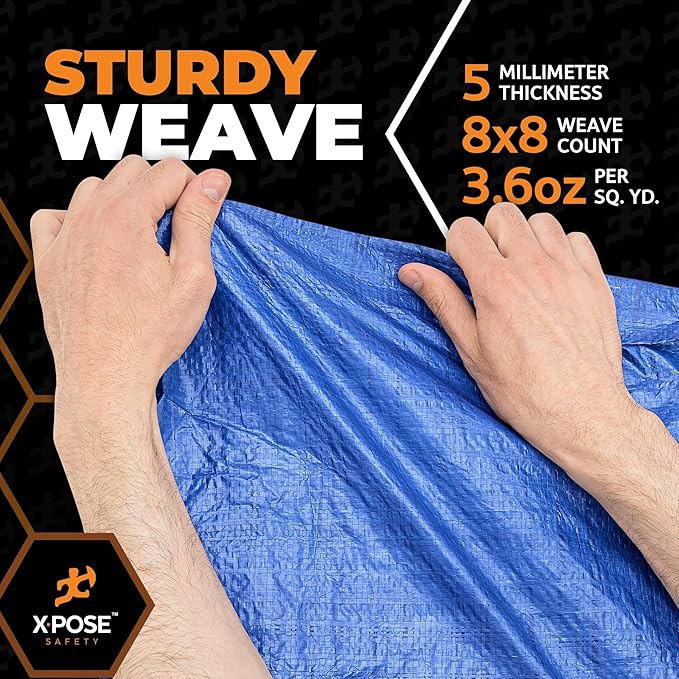 Better Blue Poly Tarp 40' x 50' - Multipurpose Protective Cover - Lightweight, Durable, Waterproof, Weather Proof - 5 Mil Thick Polyethylene - by Xpose Safety