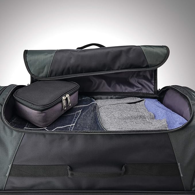 Samsonite Andante 2 Wheeled Duffel Bag – 32-Inch Durable Rolling Luggage with Inline Skate Wheels, Push-Button Handle & Spacious Compartments – Travel-Friendly and Lightweight - All Black
