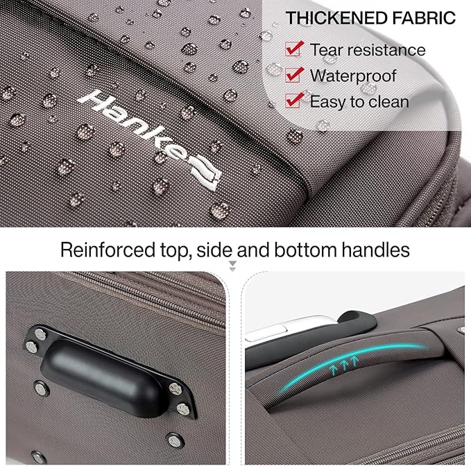 Hanke 20/28 Inch 2 Piece Luggage Sets with Spinner Wheels Expandable Luggage Large Suitcases with Wheels Lightweight Travel Luggage Rolling Suitcase with Lock Softside Checked Luggage.(Coffee)