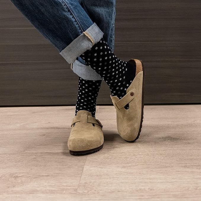 Medical Grade Compression Socks for Men & Women 15-20 mmHg by OrthoSleeve (Black Polka Dot, X-Large)