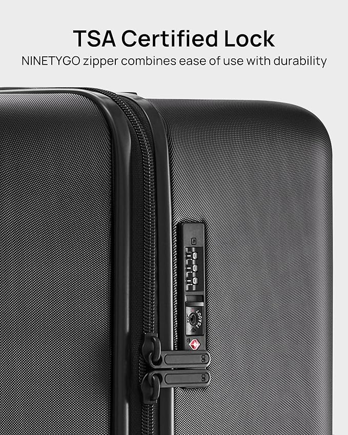 Carry On Suitcase, 20 Inch Carry-On Luggage with Double Spinner Wheels, Anti-Burst Zipper, Hard Case PC Suitcase Carry On, Lightweight Travel Luggage, TSA Approved (Onyx Black, Hudson)
