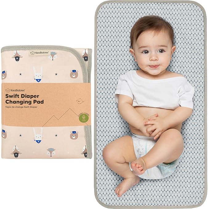 KeaBabies Portable Diaper Changing Pad, Easy Wipe Clean - Foldable Waterproof Baby Changing Mat for Diaper Bag, Compact, Lightweight, 25x13 Baby Changer Travel Essential, Machine Washable(Wild Patrol)