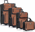 Travel Select Amsterdam 4-Piece Softside Expandable Rolling Luggage Set, Lightweight 2-Wheel Suitcases, Packing Cubes, Travel Tote, Durable Polyester Construction, Orange