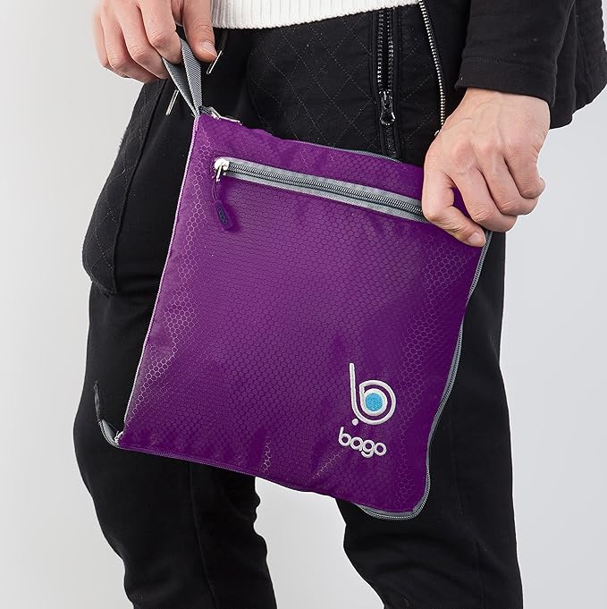 Bago Large Foldable Duffel Bags for Traveling Women & Men - 120L Packable Duffle Bag for Travel with Shoe Compartment - Water Repellant, Heavy Duty, Lightweight Folding & Collapsible (Purple)