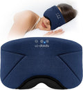 Sleep Mask with Headphones Bluetooth 5.4, LC-dolida Wireless Music Eye Mask for Sleeping Headphones with Soft Bamboo Cotton Cooling Breathable,Ultra-Thin Stereo Speaker for Side Sleepers-Blue