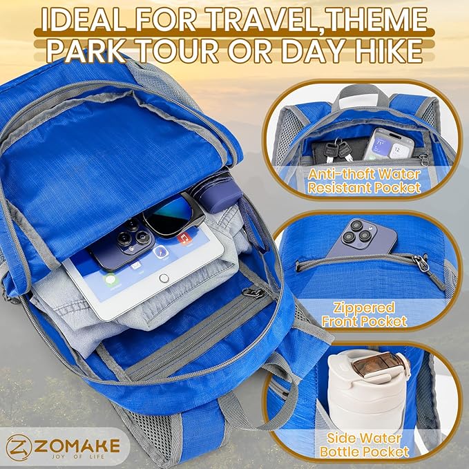 ZOMAKE Ultra Lightweight Hiking Backpack 20L - Packable Small Backpacks Water Resistant Daypack for Women Men(DodgerBlue)