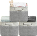 Simple Houseware 14.4" x 10" Fabric Storage Bin with Handles, 3-Pack, Foldable Organizer for Closet and Shelf, Gray