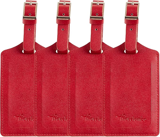 Travelambo Luggage Tags for Suitcases PU Leather Travel Tags Bag Tags Privacy Protection Travel Essentials