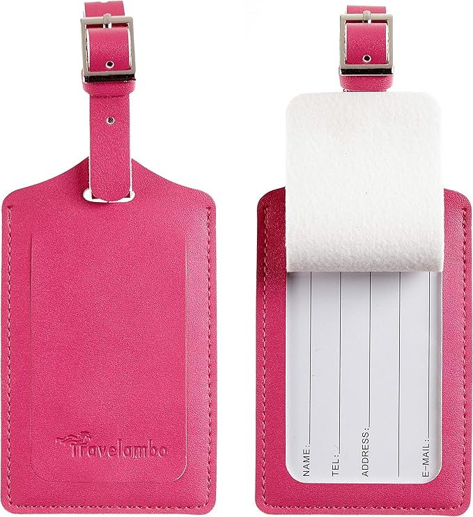 8 Pack Leather Luggage Travel Bag Tags by Travelambo