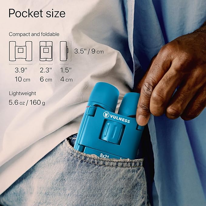 Small Binoculars for Adults and Kids | Cruise Ship Essentials Camping Bird Watching Travel Hiking Accessories Alaska Costa Rica Must Haves Packing List High Powered Mini Compact VULNESS (Blue, 8X21)