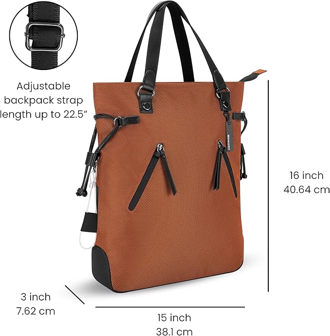 Sherpani Tempest, Anti Theft Convertible Backpack Tote, 14L Travel Backpack, Travel Gifts for Women, Handbags, RFID Protection, Metal Hardware, Fits 15” Laptop (No Sleeve) (Morocco)
