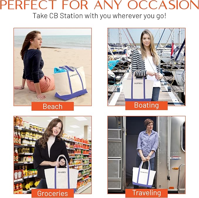 CB STATION Medium Classic Canvas Tote Bag for Women, Top Zipper Closure, Outer Pocket, Daily Essentials, Groceries, Traveling