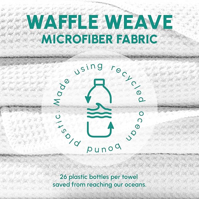 SUN'Y Waffle Microfiber Beach Towel – Sand Free, Quick Dry, Ultra Absorbent, Lightweight & Compact Travel Towel with Carry Bag - Large (63” x 31.5”), Raindrop