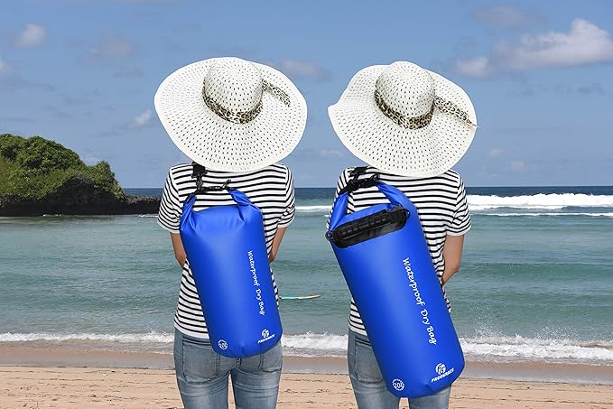 Freegrace Waterproof Dry Bags Set of 3 Dry Bag with 2 Zip Lock Seals & Detachable Shoulder Strap, Waist Pouch & Phone Case - Can Be Submerged Into Water - for Swimming (Navy Blue, 5L)
