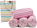 HILLFAIR Cotton Turkish Beach Towels, Quick Dry Lightweight Sand Free Peshtemal Towel for Bath Swim Yoga Spa Travel, Beach Accessories, Oversized Cotton Turkish Towels (39 x 72 inch- 4 Pack Pink)