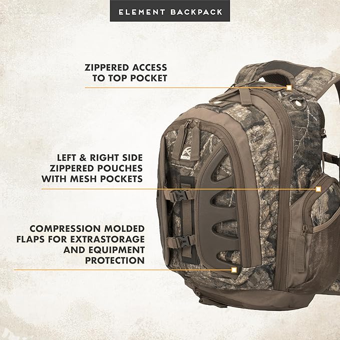 Insights Hunting by frogg toggs - The Element, Heavy Duty 1,831 Cubic Inch Hiking Fishing Camping Hunting Backpack, Realtree Timber