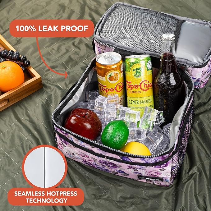 OPUX Lunch Box For Men Women, Insulated Large Lunch Bag Adult Work, Double Decker Lunchbox Meal Prep, Dual Compartment Leakproof Lunch Cooler, Soft Lunch Pail Tote Boys Girls Kids School, Green 12L