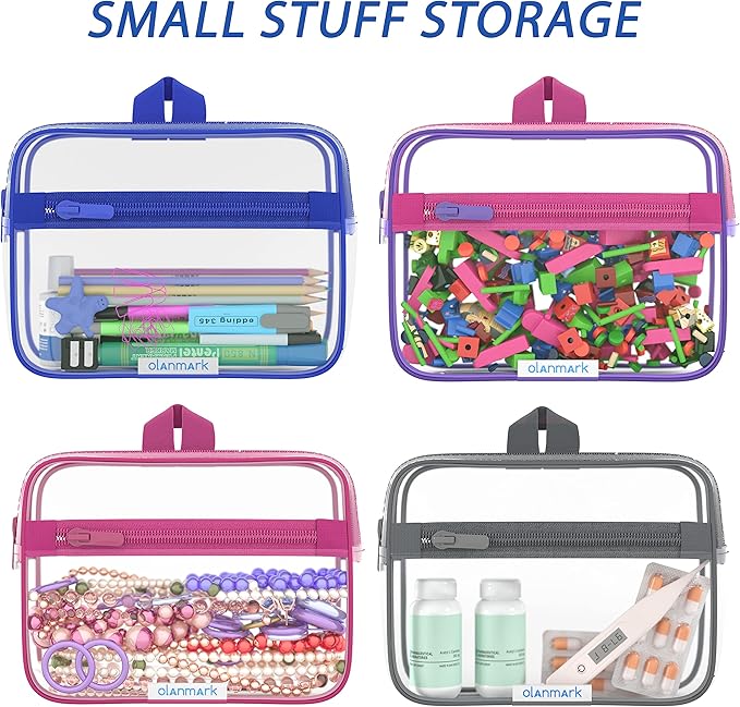 TSA Approved Toiletry Bag 3-1-1 Clear Travel Cosmetic Bag with Handle - Quart Size Bag with Zipper - Carry-on Luggage Clear Toiletry Bag for Liquids - Airport Airline TSA Compliant Color Pink