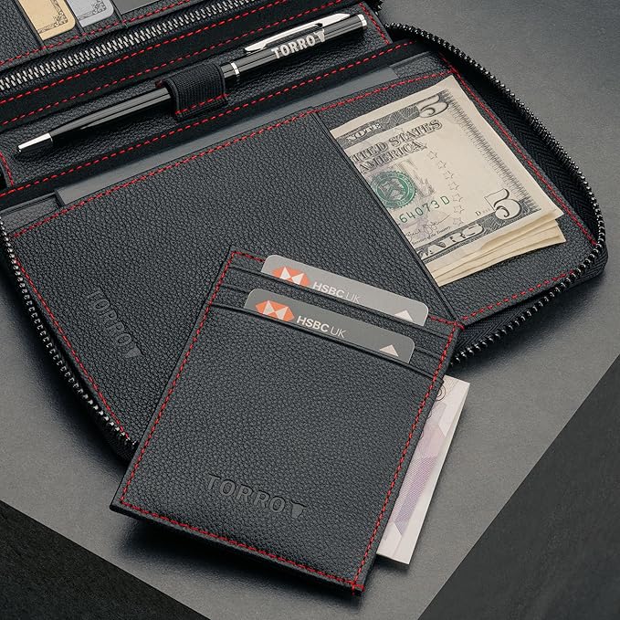 TORRO Travel Wallet – Genuine Leather Travel Organiser with Passport Holder and Detachable Cardholder