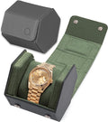 Leather Watch Cases for Men - Hexagon Single & Double Watch Roll Travel Case - Genuine Napa Leather with Velvet Interior - Storage & Display Holder 1 or 2 Watches