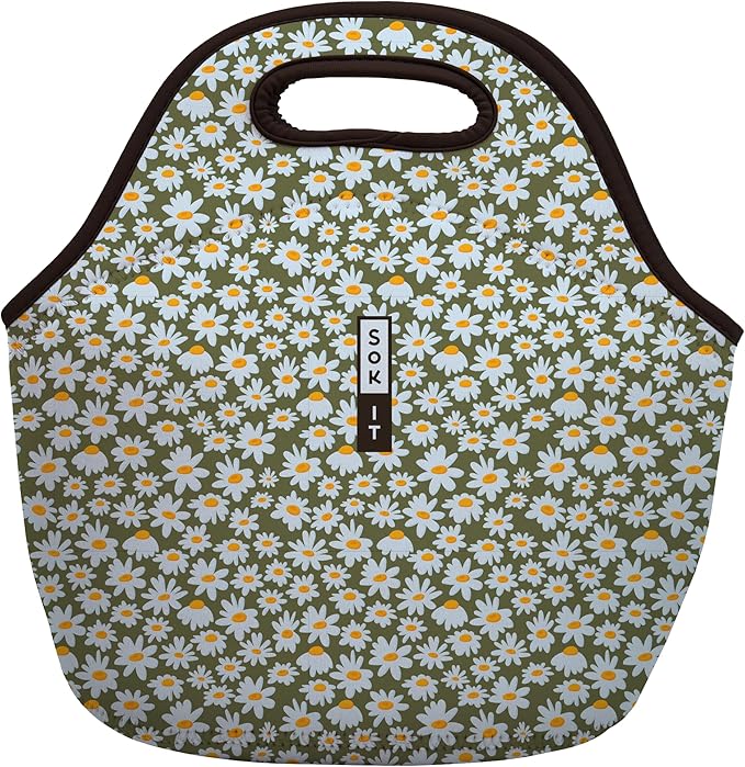 Sok It LunchTote Zippered Bag Insulated Neoprene Caddy (Chamomile China, Large 4.5 Quart Lunch Tote)