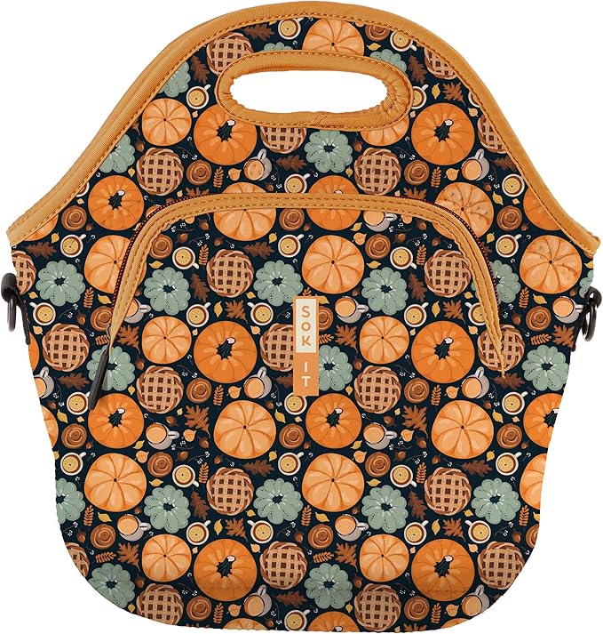 Sok It LunchTote Zippered Bag Insulated Neoprene Caddy (Give Thanks, X-Large 6.5 Quart Lunch Tote)