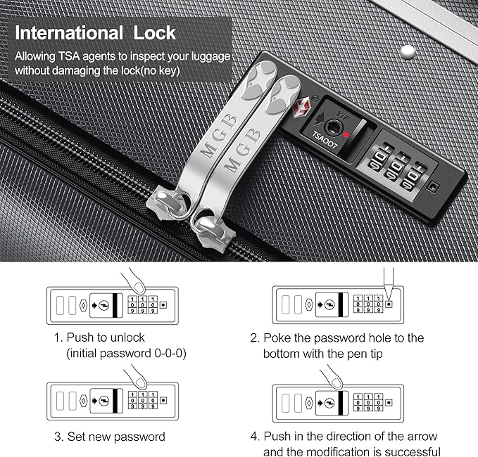 MGB 20 Inch Top Open Carry On Luggage 22x14x9 Airline Approved, Hard Shell Carry On Suitcase with Spinner Wheels, Travel Small Luggage Built-in TSA Lock for Women Men Gifts (Charcoal Grey)