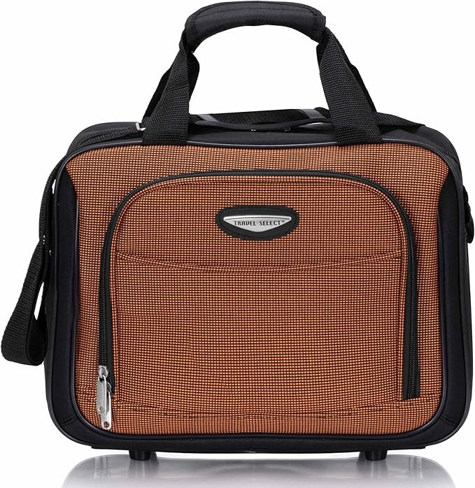 Travel Select Amsterdam 4-Piece Softside Expandable Rolling Luggage Set, Lightweight 2-Wheel Suitcases, Packing Cubes, Travel Tote, Durable Polyester Construction, Orange